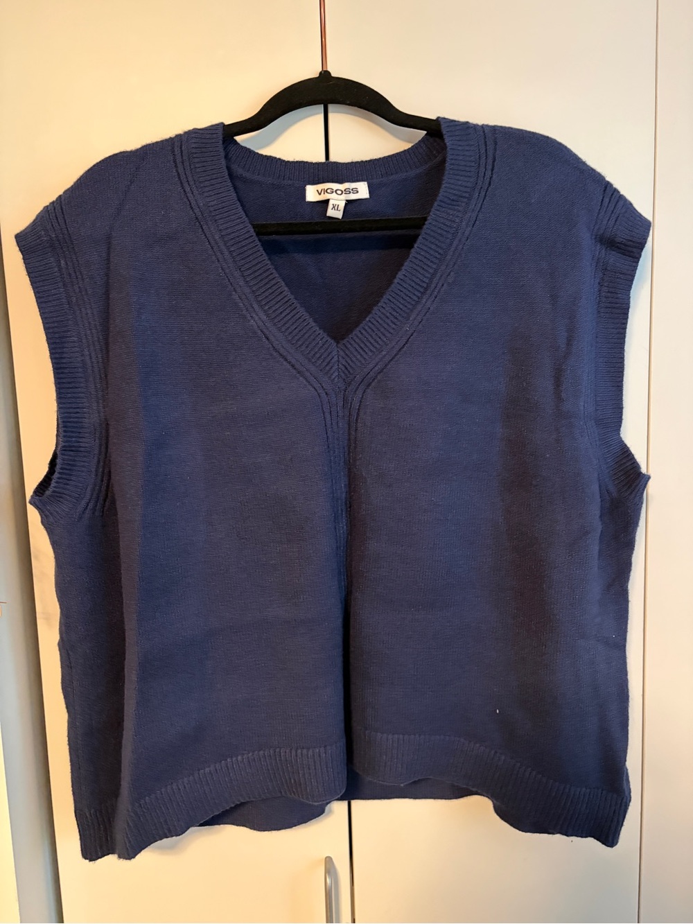 Vigoss Deep Blue V-Neck Knit Sweater Vest